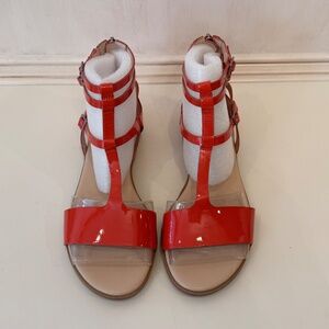 Tahari Orange Gladiator Patent Sandals